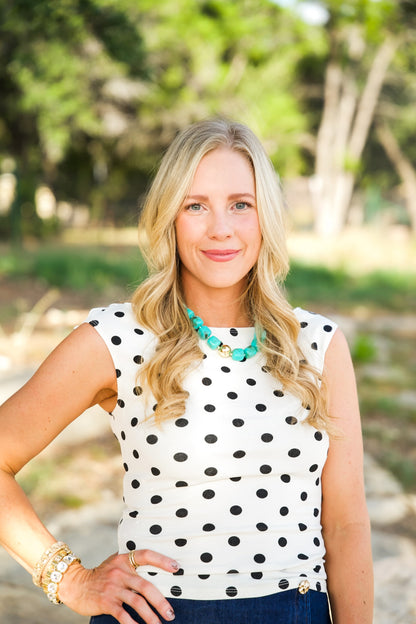 Pretty Little Dot Top- Ivory