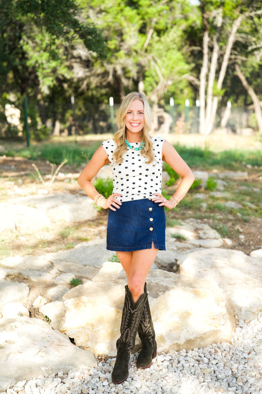 Pretty Little Dot Top- Ivory