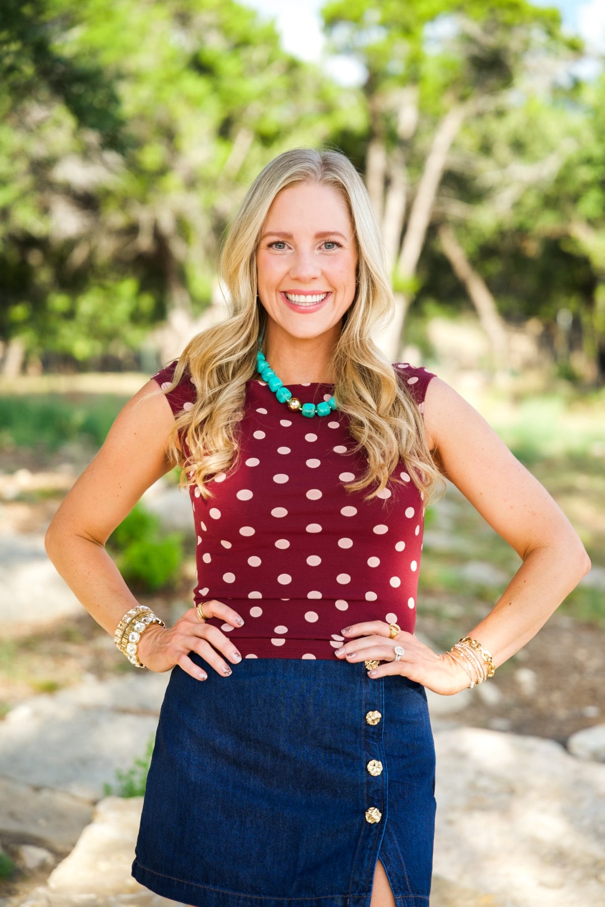 Pretty Little Dot Top- Burgundy
