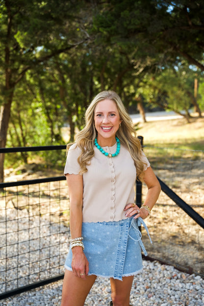 September Sweetheart Top- khaki