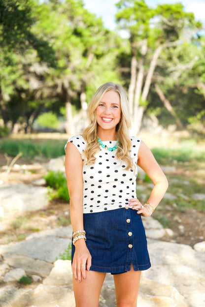 Pretty Little Dot Top- Ivory